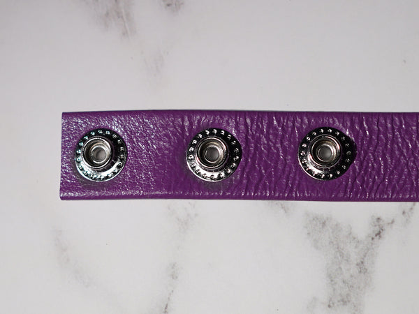 Purple Steel: Purple & Silver Adjustable Leather Cock Ring