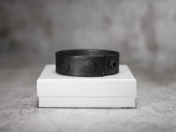 All Black Adjustable Leather Cock Ring