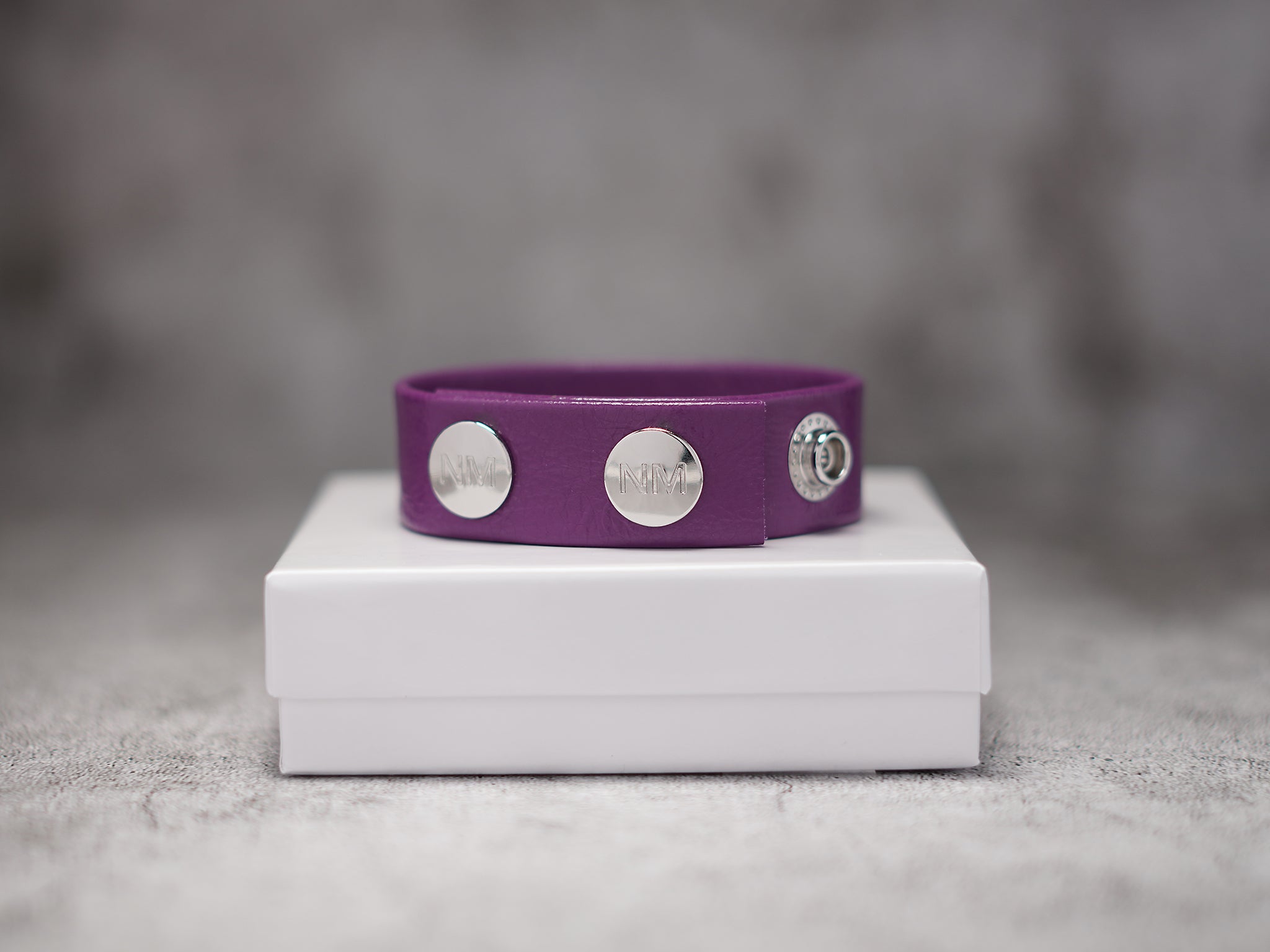 Purple Steel: Purple & Silver Adjustable Leather Cock Ring