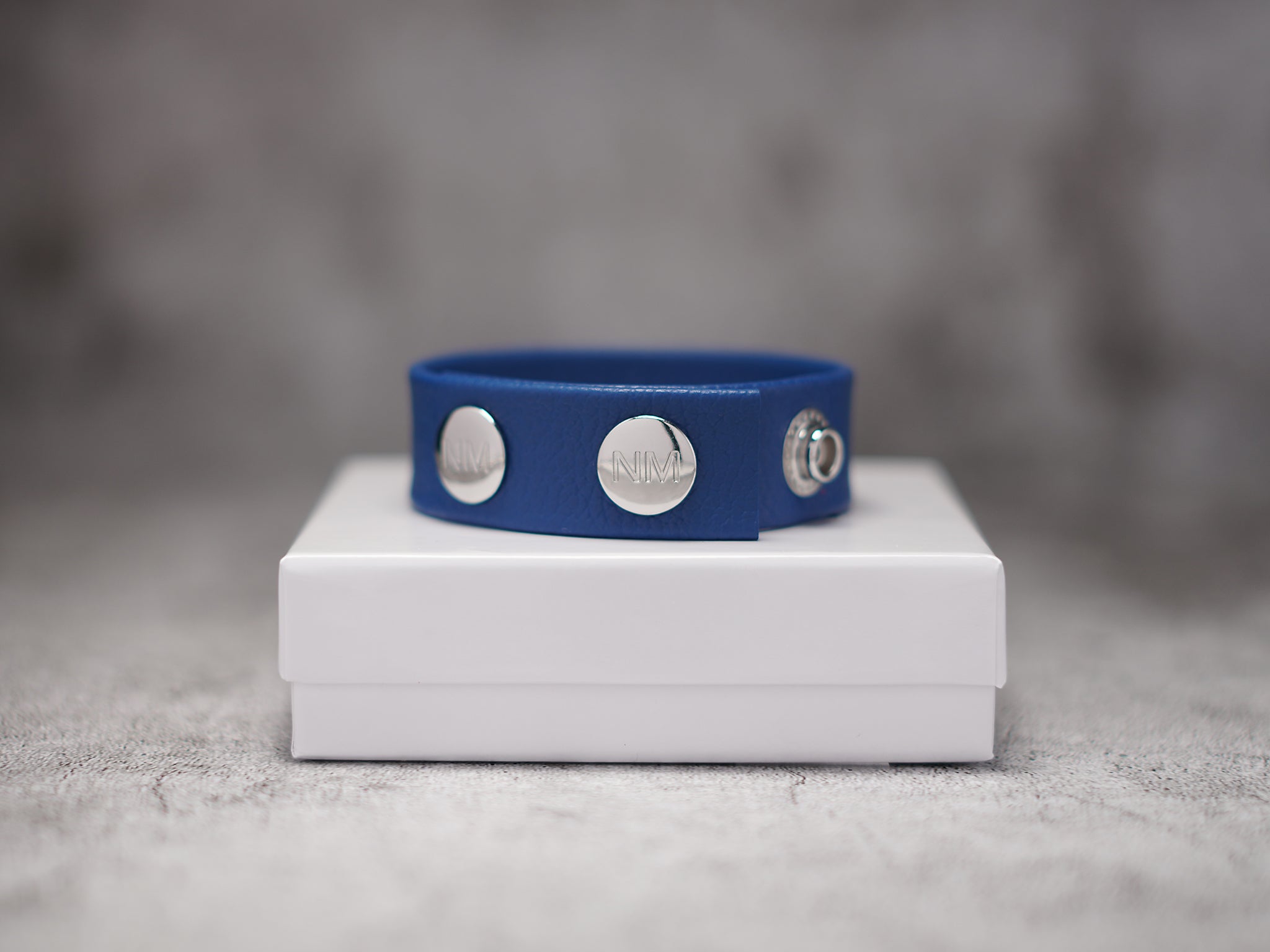 Blue Steel: Blue and Silver Adjustable Leather Cock Ring