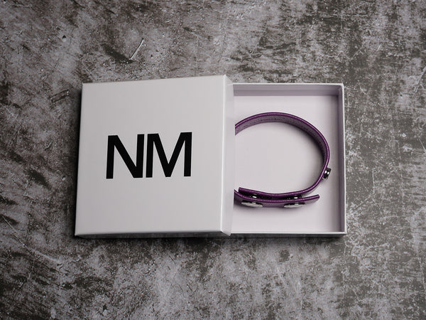 Purple Steel: Purple & Silver Adjustable Leather Cock Ring