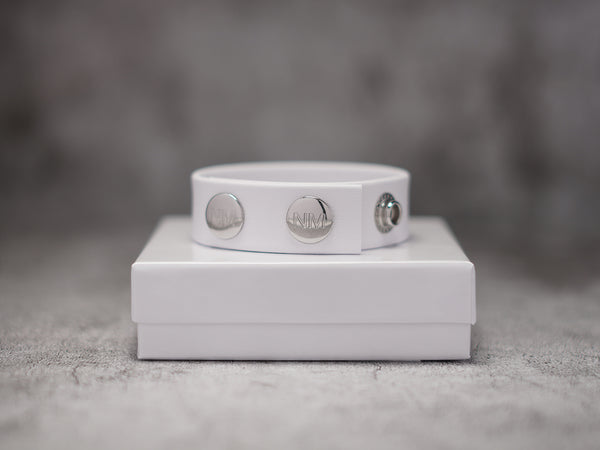 All White Adjustable Leather Cock Ring - The Age of Innocence